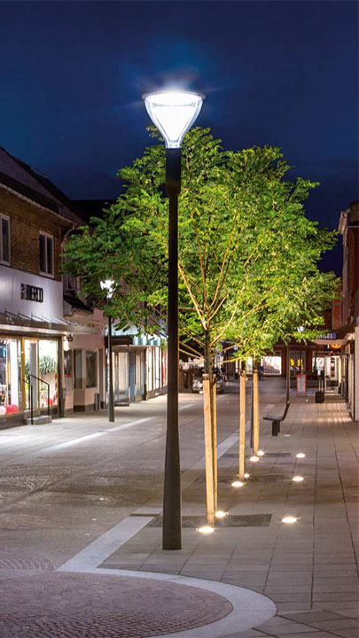 Городские светодиодные осветительные приборы Philips Metronomis LED идеально подошли для городского освещения центральной части Нестеда в Дании