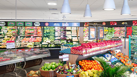 Крупний план світлодіодних світильників Philips для фруктів і овочів 
